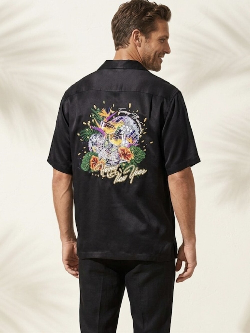 NWT Tommy Bahama 100% Silk "Happy New Year" Embroidered Camp Shirt XXL